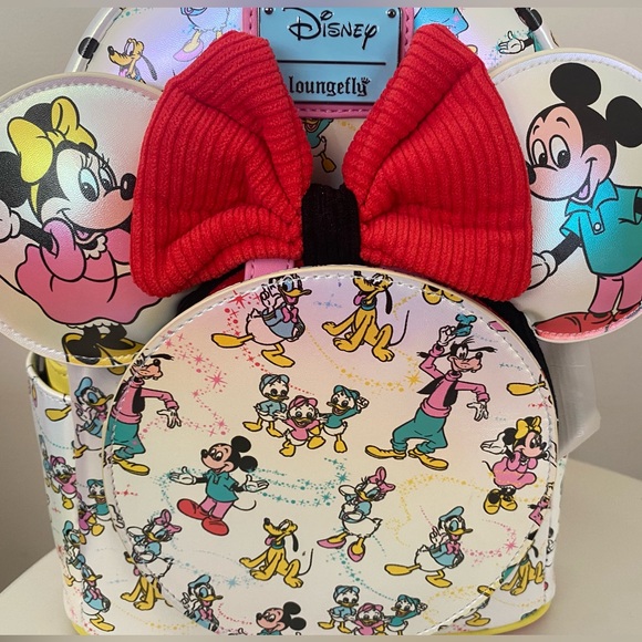 Loungefly Disney100 Mickey & Friends Classic Iridescent Mini Backpack & Headband - Picture 7 of 16